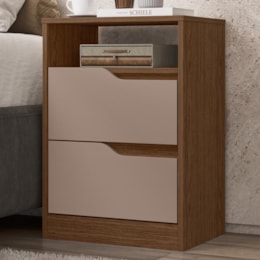 Mesa de Cabeceira Sole 2 Gavetas Flex Nogueira/Capuccino - Móveis Albatroz