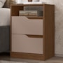 Mesa de Cabeceira Sole 2 Gavetas Flex Nogueira/Capuccino - Móveis Albatroz