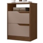 Mesa de Cabeceira Sole 2 Gavetas Flex Nogueira/Capuccino - Móveis Albatroz