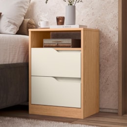 Mesa de Cabeceira Sole 2 Gavetas Flex Off White/Freijó - Móveis Albatroz Mesa de Cabeceira Sole 2 Gavetas Flex Off White/Freijó - Móveis Albatroz