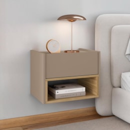 Mesa de Cabeceira Suspensa Florença 1 Gaveta Fendi/Hannover - Casa D