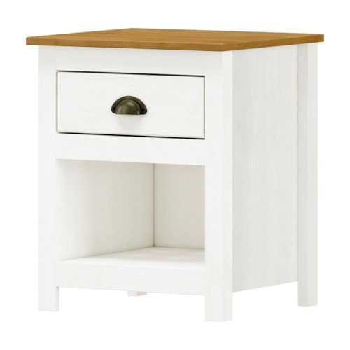Mesa de Cabeceira Topázio 1 Gaveta Branco/Freijó - Finestra Móveis