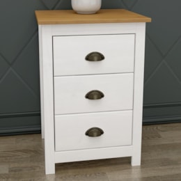 Mesa de Cabeceira Topázio 3 Gavetas Branco/Freijó - Finestra Móveis 