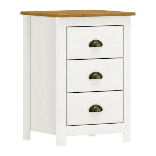 Mesa de Cabeceira Topázio 3 Gavetas Branco/Freijó - Finestra Móveis 