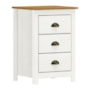Mesa de Cabeceira Topázio 3 Gavetas Branco/Freijó - Finestra Móveis 