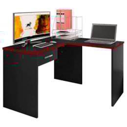 Mesa de Canto para Computador Desk Gamer DRX-9000 Preto/Vermelho - Móveis Leão
