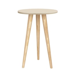 Mesa de Canto Theo Areia Fosco com Pés Madeira Natural - Reller Móveis Mesa de Canto Theo Areia Fosco com Pés Madeira Natural - Reller Móveis