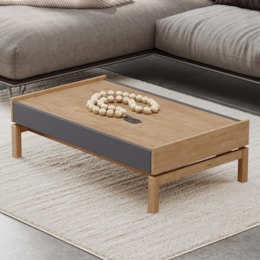 Mesa de Centro Barcelona 1 Gaveta Tauari/Concret - Finestra Móveis Mesa de Centro Barcelona 1 Gaveta Tauari/Concret - Finestra Móveis