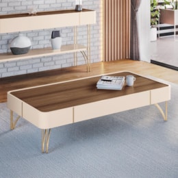 Mesa de Centro Cadenza Off White/Castanho - HB Móveis Mesa de Centro Cadenza Off White/Castanho - HB Móveis
