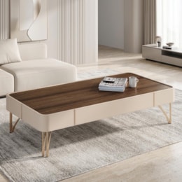 Mesa de Centro Cadenza Off White/Castanho - HB Móveis 