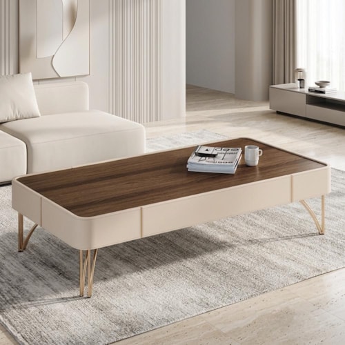 Mesa de Centro Cadenza Off White/Castanho - HB Móveis 