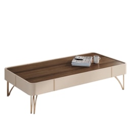 Mesa de Centro Cadenza Off White/Castanho - HB Móveis 