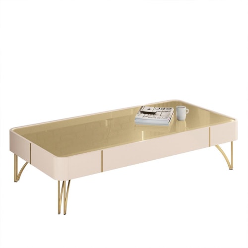 Mesa de Centro Cadenza Off White/Champanhe - HB Móveis