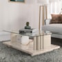 Mesa de Centro Frizz Calacata/Off White com Tampo de Vidro - Madetec