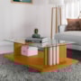 Mesa de Centro Frizz Cinamomo/Off White com Tampo de Vidro - Madetec