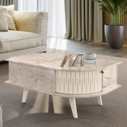 Mesa de Centro Indianápolis Calacata/Off White - Madetec Mesa de Centro Indianápolis Calacata/Off White - Madetec