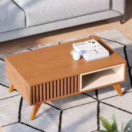 Mesa de Centro Jeri Ripada Freijó/Off White Matte - Colibri  Mesa de Centro Jeri Ripada Freijó/Off White Matte - Colibri