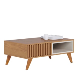 Mesa de Centro Jeri Ripada Freijó/Off White Matte - Colibri  Mesa de Centro Jeri Ripada Freijó/Off White Matte - Colibri
