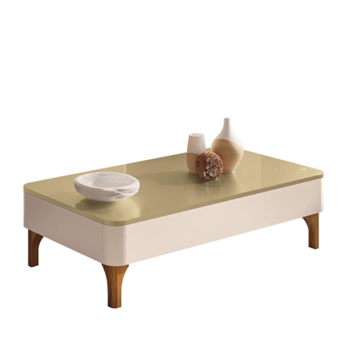 Mesa de Centro Liz Off White/Champanhe – HB Móveis
