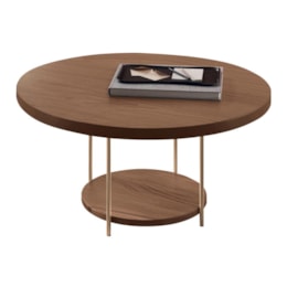 Mesa de Centro Sky Redonda Castanho com Tampo MDF - HB Móveis Mesa de Centro Sky Redonda Castanho com Tampo MDF - HB Móveis