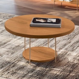 Mesa de Centro Sky Redonda Cinamomo com Tampo MDF - HB Móveis