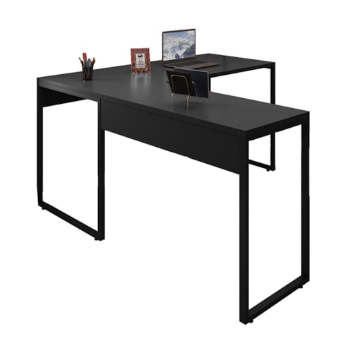 Mesa de Escritório em L 150x90 Office Industrial Preto - PR Móveis