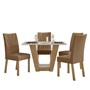 Mesa de Jantar 120x80 com 4 Cadeiras Apogeu Amêndoa/Off White/Corino Caramelo - Móveis Lopas