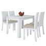 Mesa de Jantar 120x80 com 4 Cadeiras Athenas Branco/Linho Bege - Móveis Lopas  