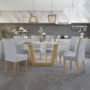 Mesa de Jantar 160x80 com 6 Cadeiras Apogeu Amêndoa/Off White/Linho Cinza Claro - Móveis Lopas
