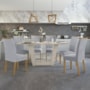 Mesa de Jantar 170x90 com 6 Cadeiras Apogeu Off White/Amêndoa/Linho Cinza Claro - Móveis Lopas