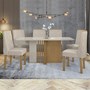 Mesa de Jantar 170x90 com 6 Cadeiras Astrid Amêndoa/Off White/Linho Bege - Móveis Lopas
