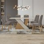 Mesa de Jantar 170x90 com 6 Cadeiras Vênus Amêndoa/Off White/Suede Bege - Móveis Lopas