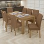 Mesa de Jantar 200x90 Athenas com 8 Cadeiras Apogeu Amêndoa/Corino Caramelo - Móveis Lopas
