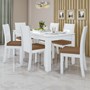 Mesa de Jantar 180x90 com 6 Cadeiras Athenas Branco/Corino Caramelo - Móveis Lopas