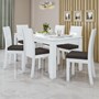 Mesa de Jantar 180x90 com 6 Cadeiras Athenas Branco/Veludo Marrom - Móveis Lopas