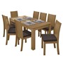 Mesa de Jantar 200x90 com 8 Cadeiras Athenas Amêndoa/Veludo Marrom - Móveis Lopas