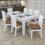 Mesa de Jantar 200x90 com 8 Cadeiras Athenas Branco/Lopas Corino Caramelo - Móveis