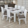 Mesa de Jantar 200x90 com 8 Cadeiras Athenas Branco/Suede Bege - Móveis Lopas