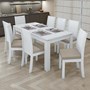 Mesa de Jantar 200x90 com 8 Cadeiras Athenas Branco/Veludo Creme - Móveis Lopas