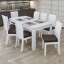 Mesa de Jantar 200x90 com 8 Cadeiras Athenas Branco/Veludo Marrom - Móveis Lopas