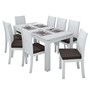 Mesa de Jantar 200x90 com 8 Cadeiras Athenas Branco/Veludo Marrom - Móveis Lopas