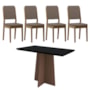 Mesa de Jantar Ana 120x80 com 4 Cadeiras Carol Imbuia/Preto/Camurça Marrom – New Ceval