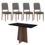 Mesa de Jantar Ana 120x80 com 4 Cadeiras Carol Imbuia/Preto/Veludo Cinza – New Ceval