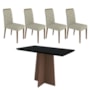 Mesa de Jantar Ana 120x80 com 4 Cadeiras Caroline Imbuia/Preto/Marfim – New Ceval