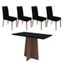 Mesa de Jantar Ana 120x80 com 4 Cadeiras Caroline Imbuia/Preto/Veludo Preto – New Ceval