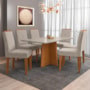 Mesa de Jantar Ana 160x90 com 6 Cadeiras Amanda Ipê/Off White/Bege - PR Móveis  