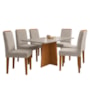 Mesa de Jantar Ana 160x90 com 6 Cadeiras Amanda Ipê/Off White/Bege - PR Móveis  