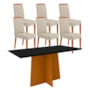 Mesa de Jantar Ana 160x90 com 6 Cadeiras Caroline Ipê/Preto/Marrom Claro – New Ceval