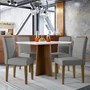 Mesa de Jantar Anitta 120x80 com 4 Cadeiras Ana Imbuia/Off White/Linho Cinza Claro - New Ceval