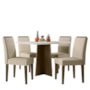 Mesa de Jantar Anitta 120x80 com 4 Cadeiras Ana Imbuia/Off White/Linho Palha - New Ceval